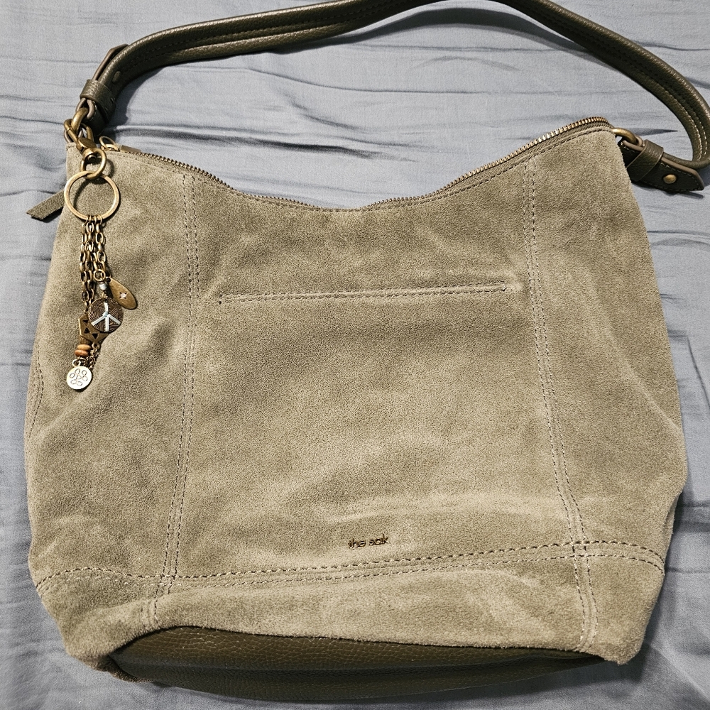 EUC The Sak Moss Green Suede Hobo Bag with Matching Mobile Phone Wristlet Wallet